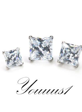 Youuus1 钛合金耳钉8A超闪方钻弧形底抓镶高抛光植入材质f136热销