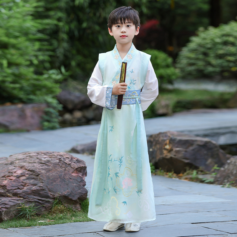 漢服男童2025新款女童兒童古裝國學(xué)秋季古風(fēng)帥氣唐裝演出服春秋款