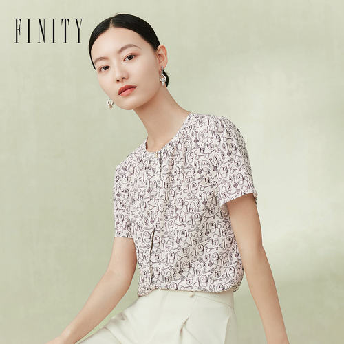 FINITY菲妮迪品牌衬衫夏季圆领百搭设计感气质简约休闲小衫女