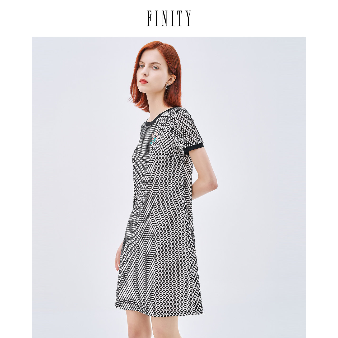 FINITY菲妮迪夏季法式复古连衣裙温柔提花气质休闲中长款裙子女