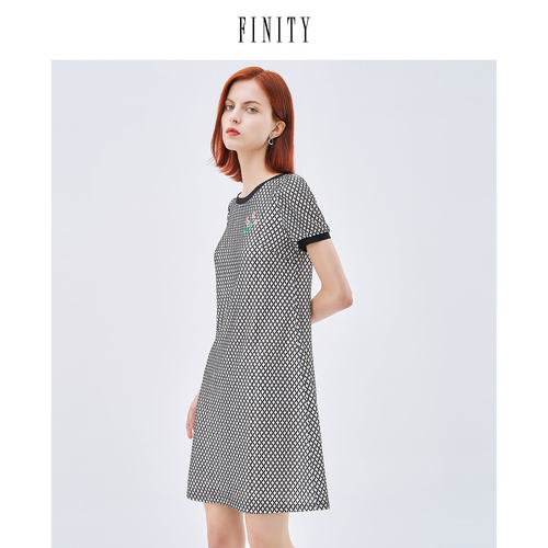 FINITY菲妮迪夏季法式复古连衣裙温柔提花气质休闲中长款裙子女
