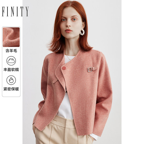 【绵羊毛】FINITY2024年冬季毛呢大衣羊毛保暖宽松短款大衣女