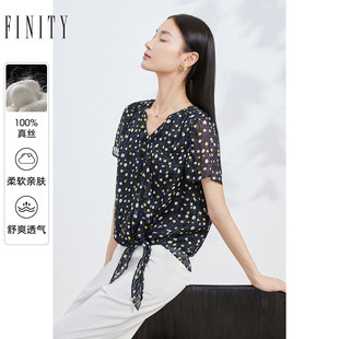 简约100%桑蚕丝高端设计感上衣女 FINITY菲妮迪真丝雪纺衫 夏季