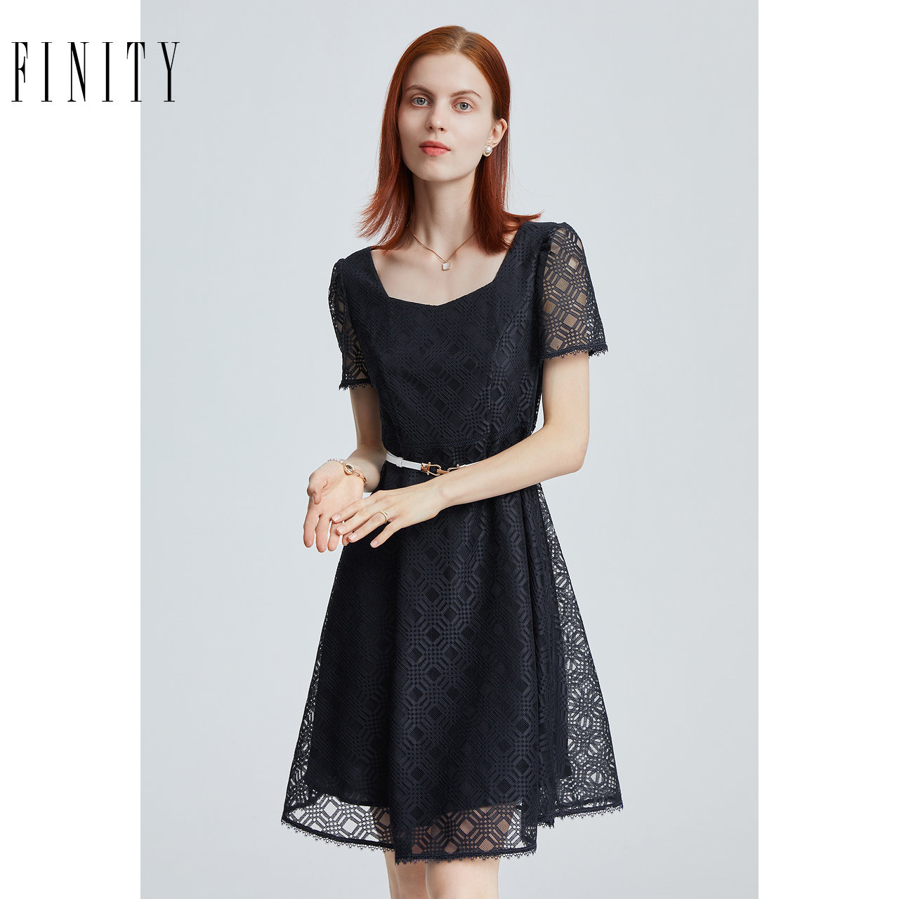 FINITY菲妮迪品牌连衣裙夏季 赫本风设计感连衣裙时尚A字裙女