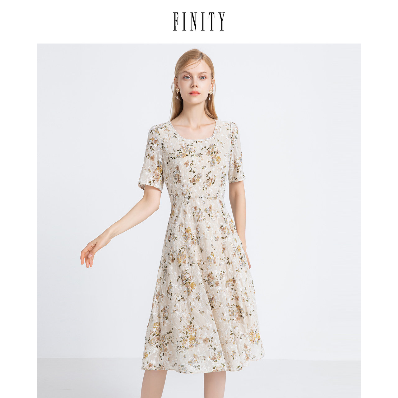 FINITY菲妮迪夏装法式桔梗初恋碎花连衣裙女森系气质温柔风裙子