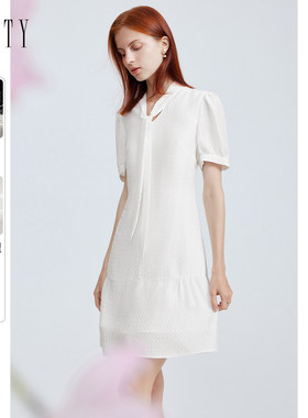 【100%桑蚕丝】FINITY菲妮迪时装裙子休闲通勤百搭白色连衣裙