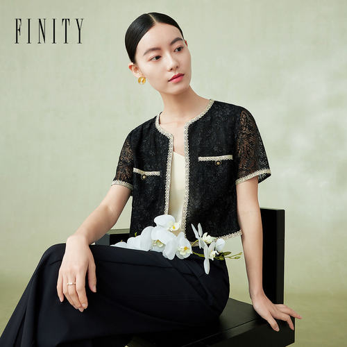 FINITY菲妮迪品牌短外套2024夏季时尚小香风镂空设计感法式上衣女