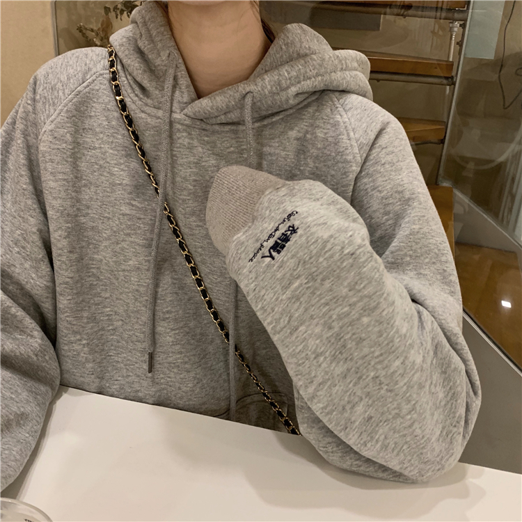 Real shot real price ~ Korean loose ins lettered embroidery versatile Plush sweater~