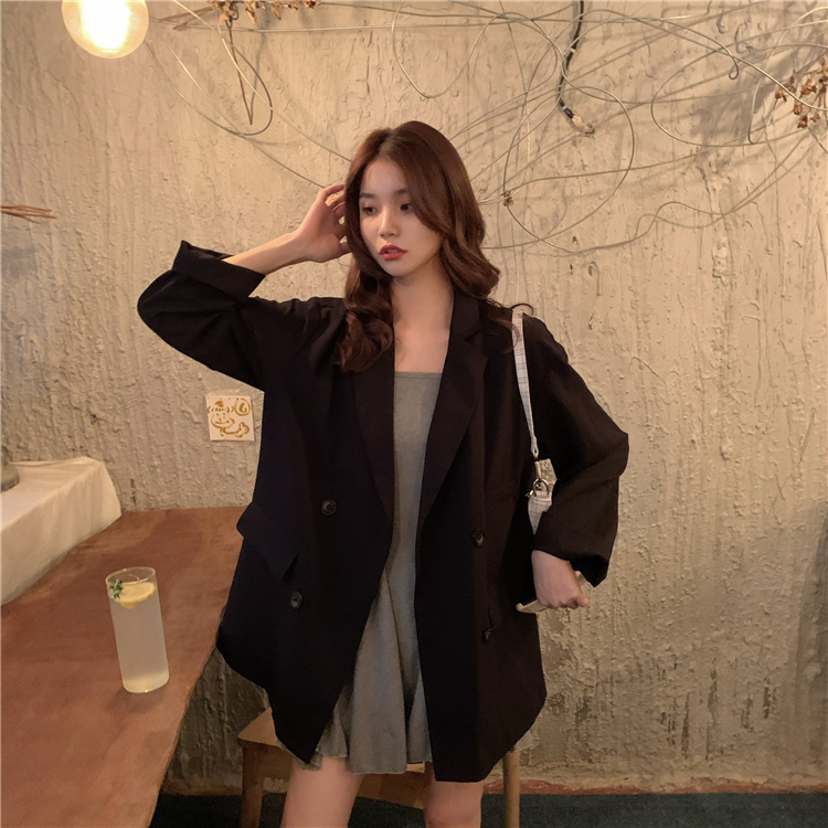 Real shot real price ~ Korean autumn new style straight tube show thin, versatile vertical feeling suit coat~