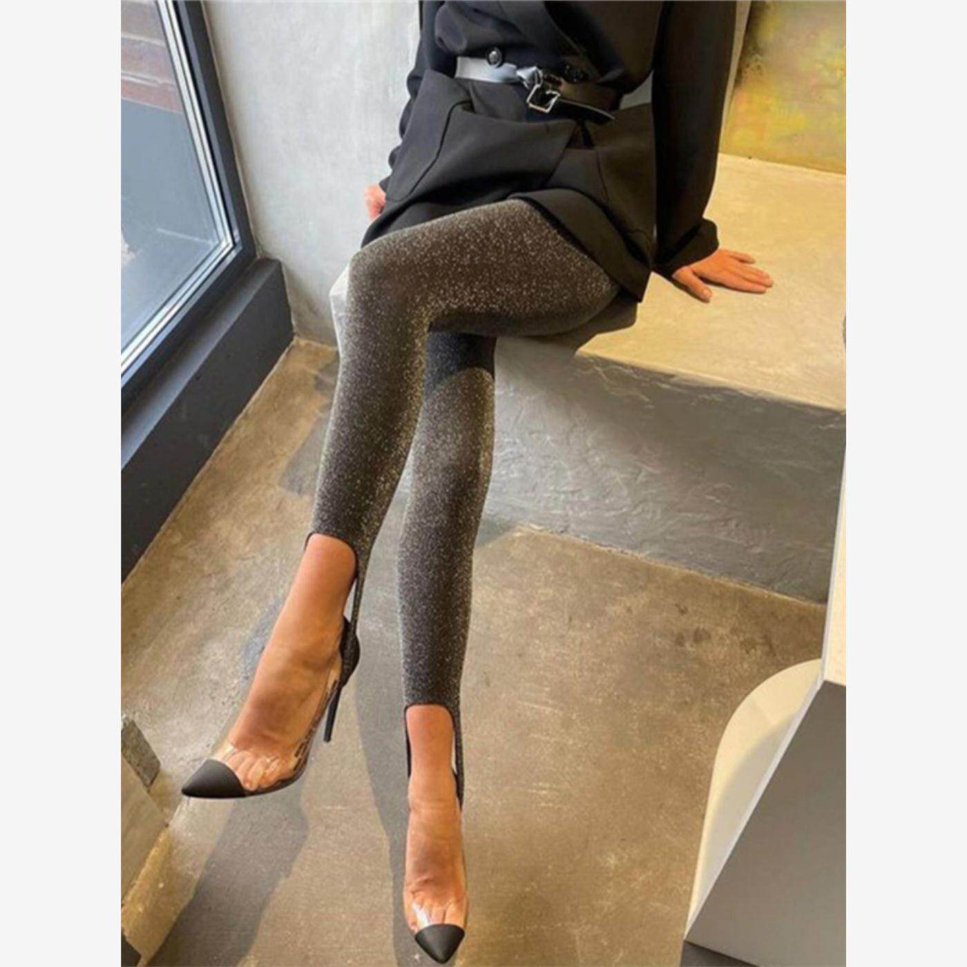 欧美性感亮丝高弹踩脚瑜伽裤打底裤运动裤女 Yoga pants leggings