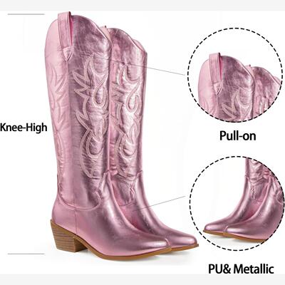 Cowboy Cowgirl Boots For Women Heel Mid Calf Western Boots