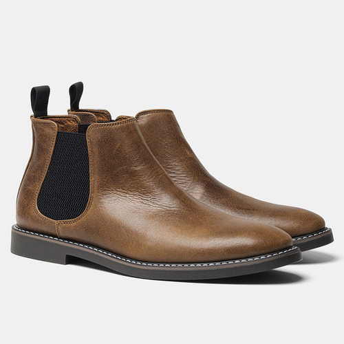 Fashion Retro Chelsea Boots Men Leather Business Dress Shoes
