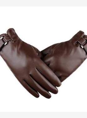2018 winter glove pu leather phone screen touch men gloves