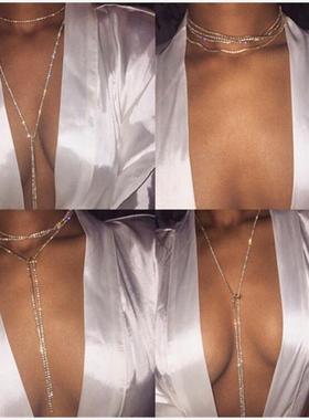 欧美自由调节镶钻颈链女 ожерель чокер necklace
