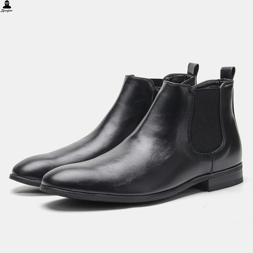 Men Chelsea boots with zipper Fashion Leather Shoes 商务皮鞋