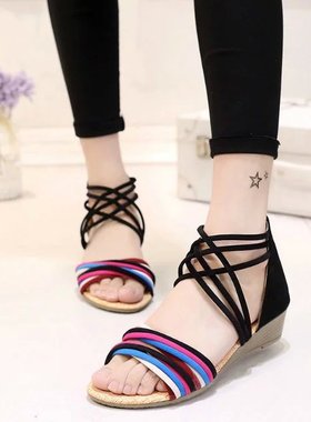 2017 new summer shoes women shoes ladies sandals 平跟凉鞋女