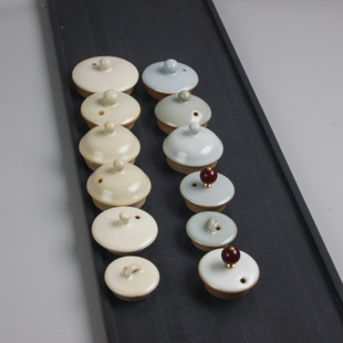 米黄汝窑功夫茶具套装陶瓷茶壶冰花开片茶壶盖子轻奢陶瓷家用配件