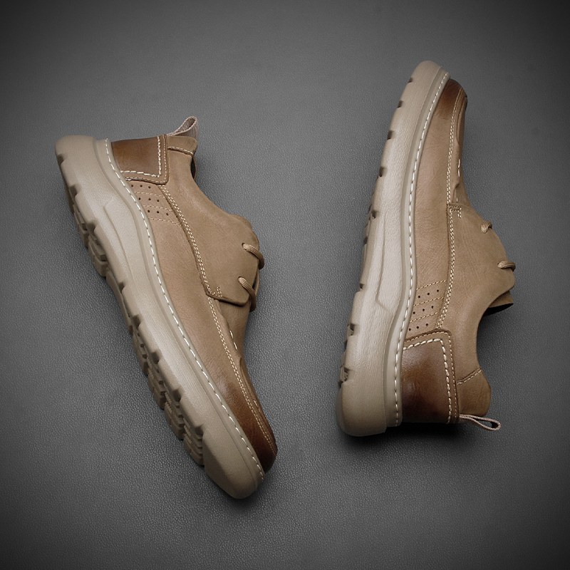 高端轻奢男鞋复古擦色真皮休闲鞋