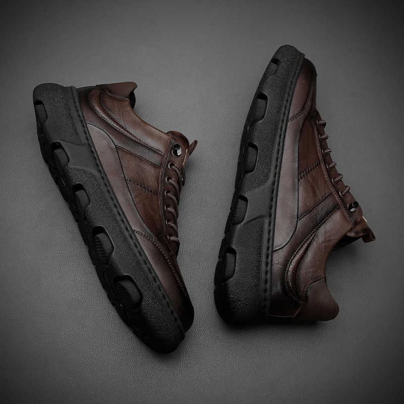 男士复古擦色厚底潮鞋套脚轻便