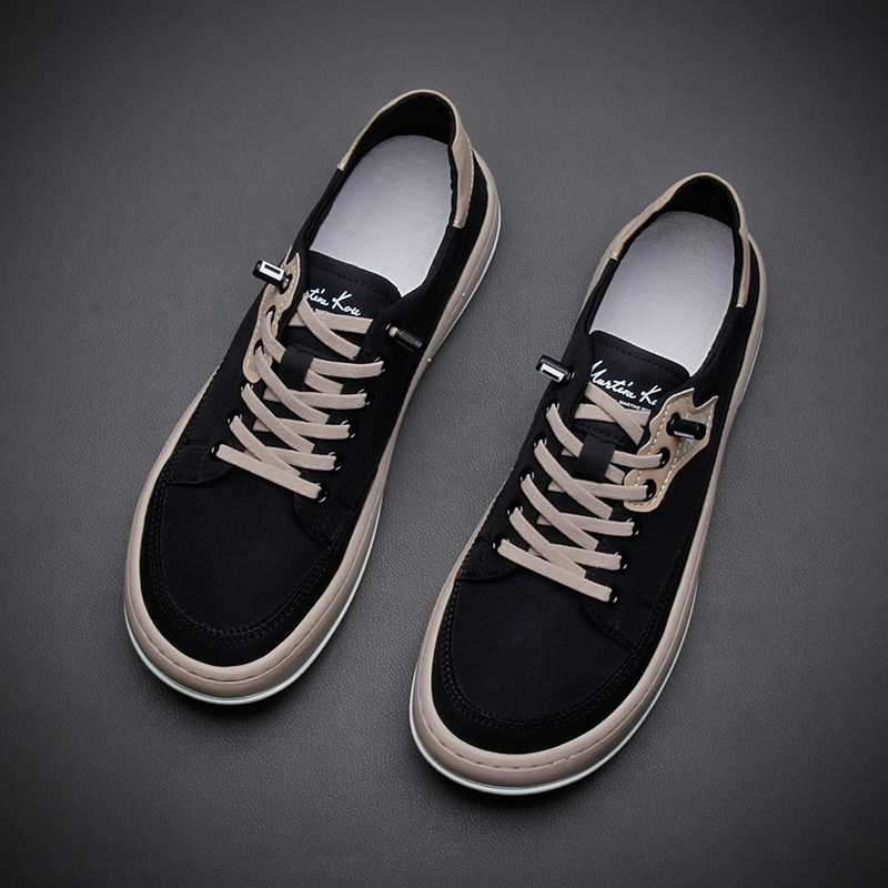 韩版夏季冰丝布面小丑帆布鞋透气舒适软底板鞋潮流百搭一脚蹬男鞋