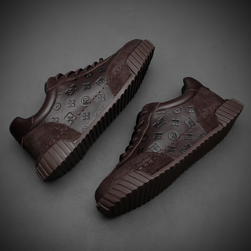 复古透气男士深棕色百搭休闲秋冬