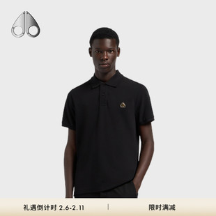 MOOSE KNUCKLES 男士经典棉质金属LOGO纯色棉质短袖POLO
