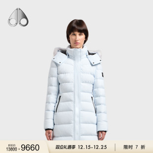 NYLUXE KNUCKLES MOOSE 女士鹅绒毛领中长小剪刀羽绒服 限时7折