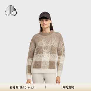[秋冬新品]MOOSE KNUCKLES 女士格纹羊毛混纺针织毛衣