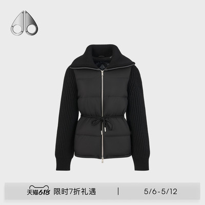 MOOSE KNUCKLES 女士拼接收腰鹅绒小剪刀羽绒服