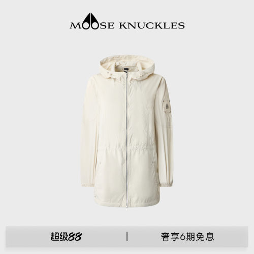 MOOSE KNUCKLES 女士经典LOGO中长款连帽收腰小剪刀防晒外套