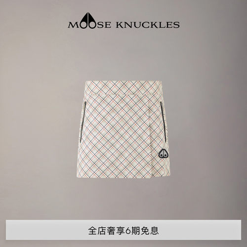 [早春新品]MOOSE KNUCKLES 女士格纹拉链装饰小剪刀A字短裙