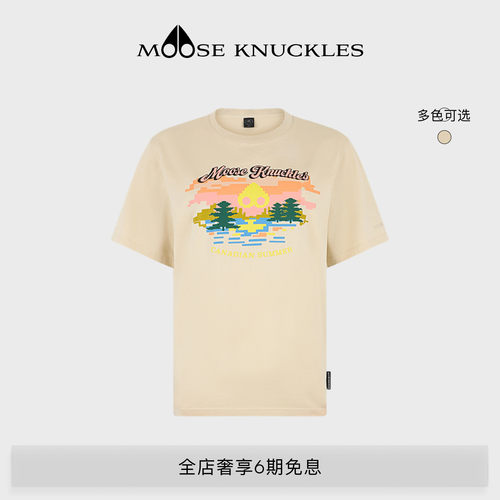 MOOSE KNUCKLES 女士棉质印花LOGO休闲圆领小剪刀短袖T恤