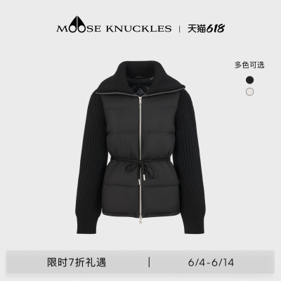 MOOSE KNUCKLES 女士拼接收腰鹅绒小剪刀羽绒服