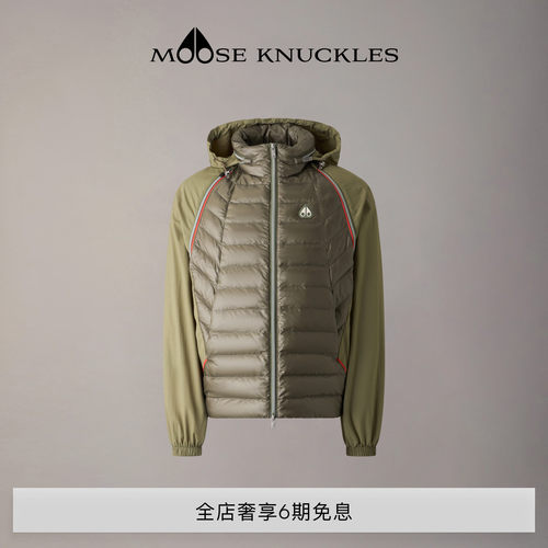 MOOSE KNUCKLES 男士经典LOGO拼接连帽轻羽鹅绒小剪刀羽绒服