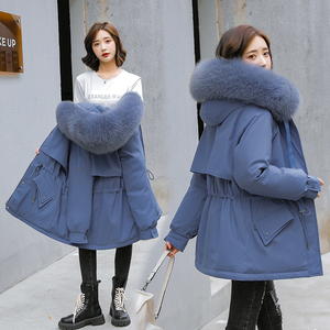 091lx1派克服短款棉服女士棉服加大码带毛领加绒外套