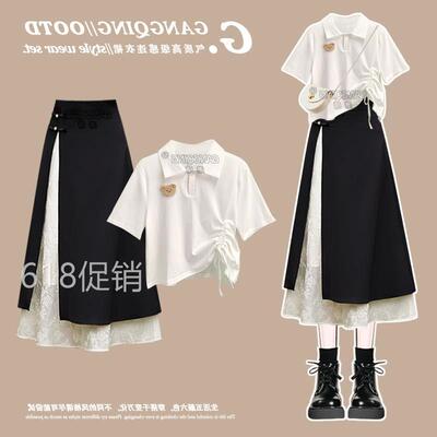 巨好看的新中式国风黑色连衣裙2026夏季爆款两件套学院风毕业礼服