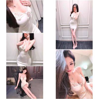 [雕花白茶]自带胸垫蕾丝吊带洋装女纯欲辣妹风修身性感包臀短裙