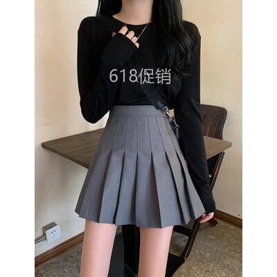 灰色百褶裙半身裙女夏季2025新款高腰显瘦jk西装短裙短款a字裙子