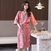 全棉睡袍 通用春夏季 浴袍女纯棉吸水浴衣双层纱布2025新款 睡衣四季