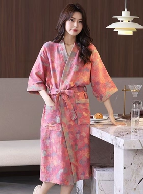 浴袍女纯棉吸水浴衣双层纱布2025新款睡衣四季通用春夏季全棉睡袍