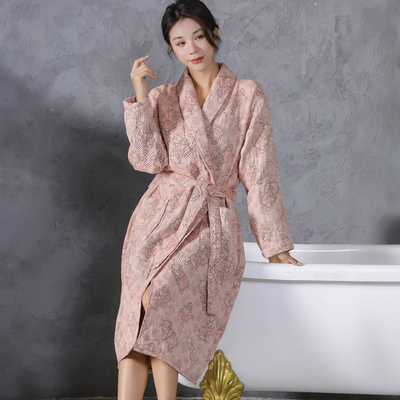 纯棉浴袍女吸水四层纱布加厚睡袍