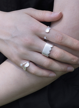 轻奢法式波浪纯银设计师原创戒指
