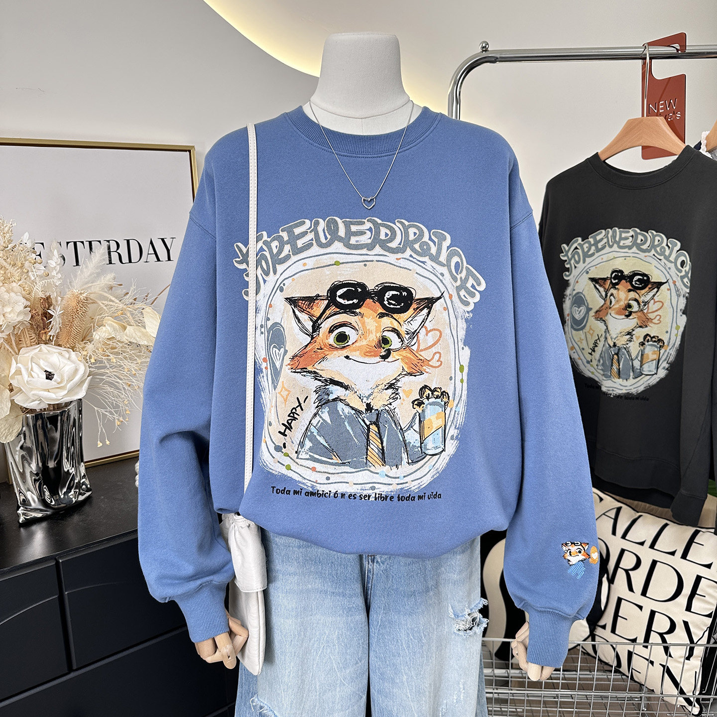 纸袋家品质好货~2025新款韩版休闲时尚卡通宽松大码纯棉卫衣女秋