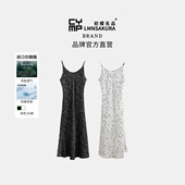 SUNLEKEO醋酸缎面波点裙女「出口转内销」南油高货感垂感连衣裙子