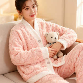 高颜值 舒棉绒开衫睡衣套装券后39.9元包邮 高颜值 舒棉绒开衫睡衣套装券后39.9元包邮