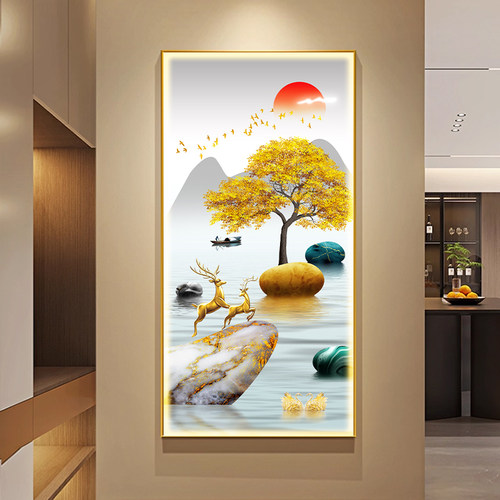 led带灯玄关装饰画 画入户正对门现代简约走廊过道挂画 画2025新