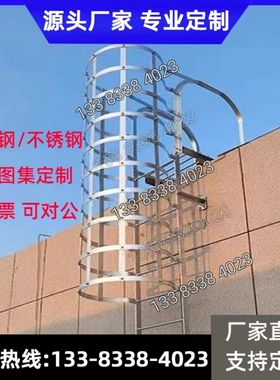 国标钢爬梯护笼15401j安全爬梯护笼镀锌钢爬梯护笼消防爬梯斜梯