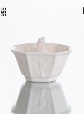 观止庄晓阳大师手工孩儿红白瓷茶杯功夫茶具品茗杯窑变瓷主人杯
