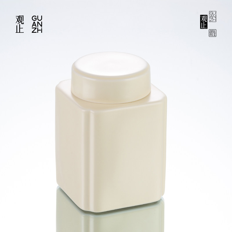 观止米黄陶瓷茶叶罐中式简约
