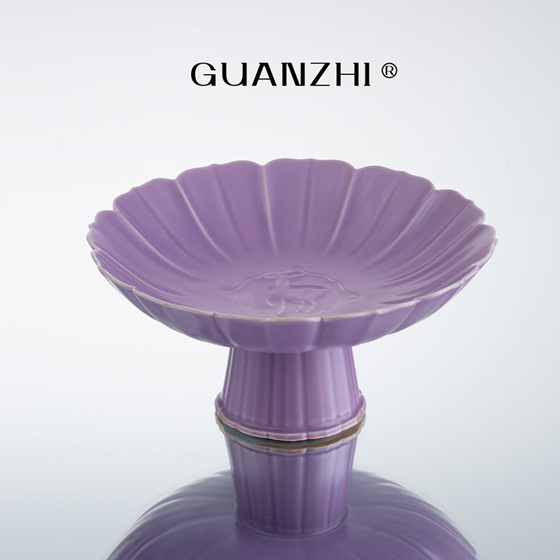 观止丁香紫陶瓷高脚果盘创意茶点盘糕点盘水果盘坚果干果盘托盘